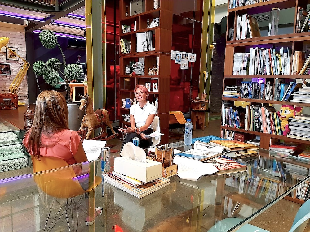 Laura Everest being interviewed